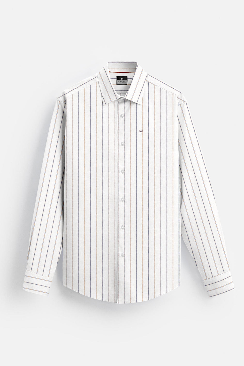 Blacklogy Men’s Premium Striped Shirt – 100% Cotton Casual & Formal Wear | Slim Fit, Full Sleeve, Soft Fabric – Stylish Brown Vertical Stripes