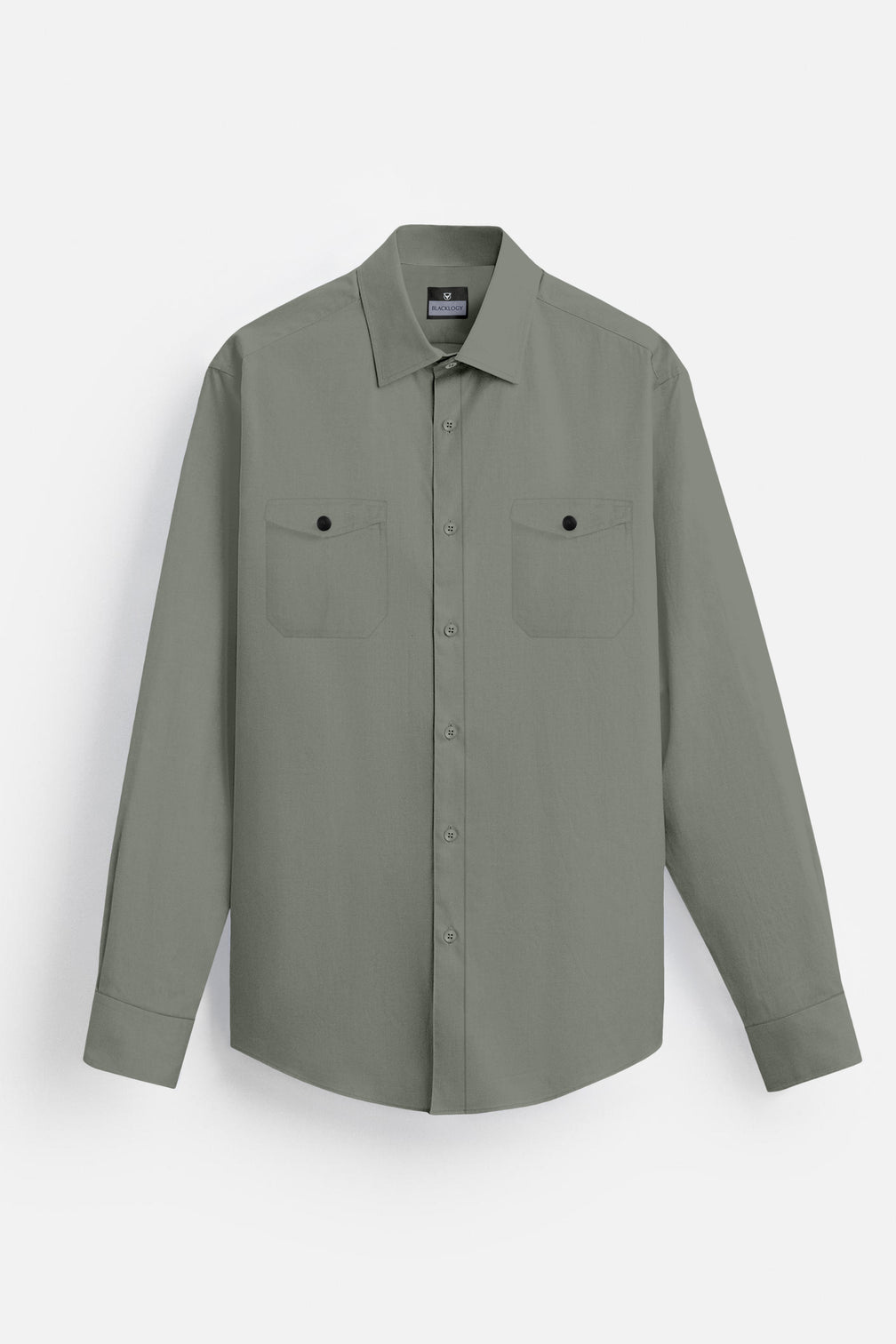 Blacklogy Men's Premium Cotton Light Green Double Pocket Full Sleeve Shirt