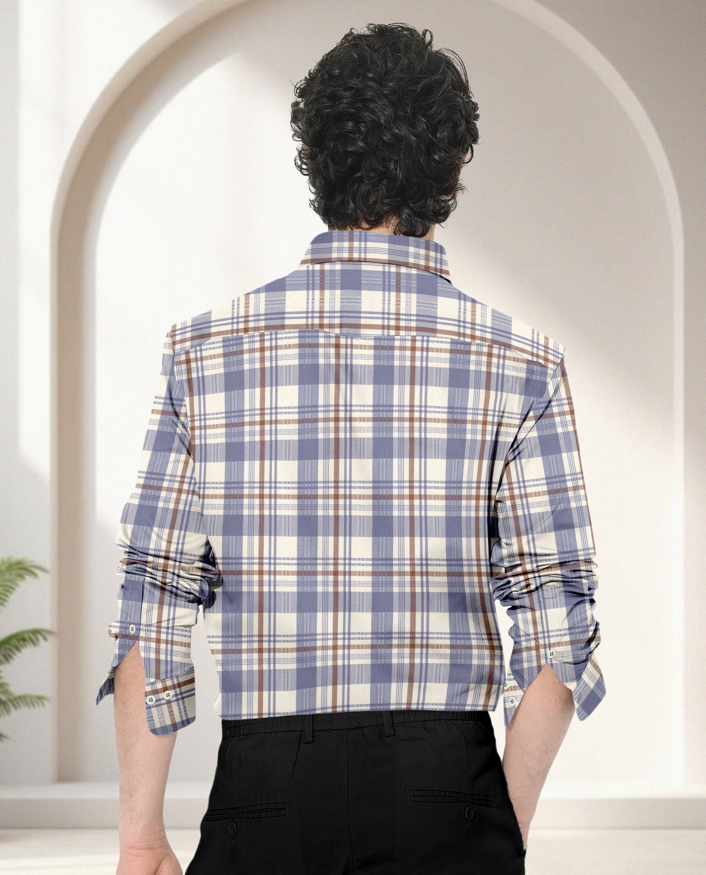 Blacklogy Men’s Premium Slim Fit Cotton Checkered Yellow and Blue Shirt | Full Sleeves | Stylish Casual & Party Wear Shirt with Pocket