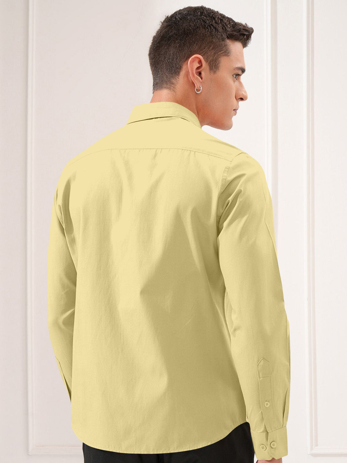 Blacklogy Men's Premium Oxford Cotton Yellow Full Sleeve Slim Fit Shirt with One Pocket