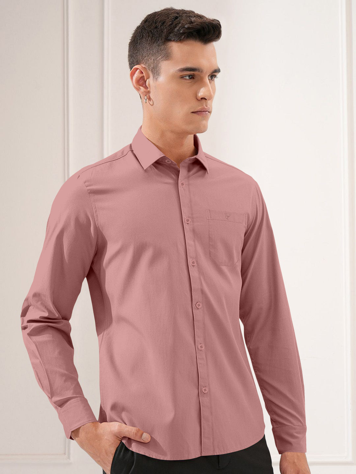 Blacklogy Men's Premium Oxford Cotton Tomato Pink Full Sleeve Slim Fit Shirt with One Pocket