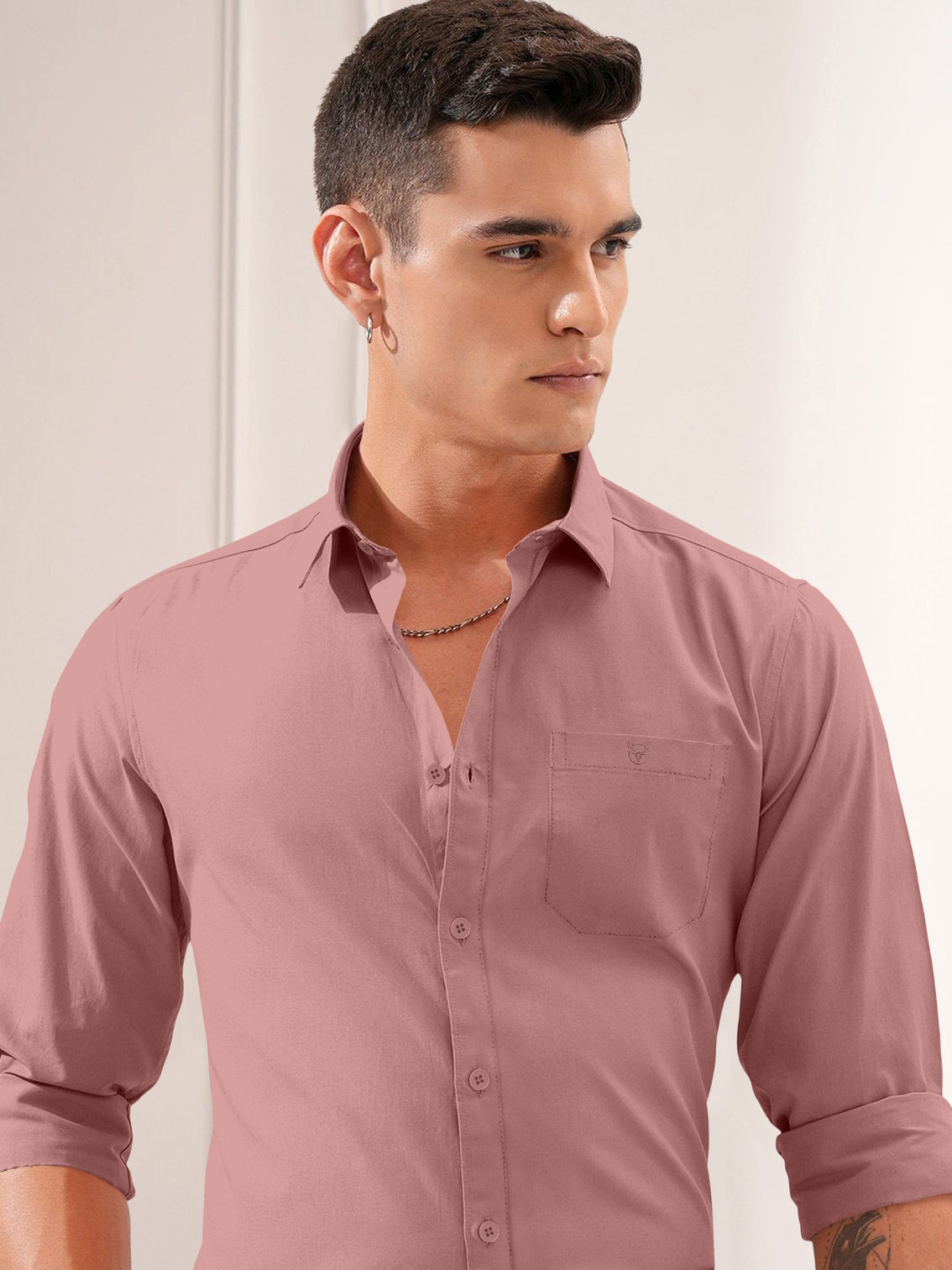Blacklogy Men's Premium Oxford Cotton Tomato Pink Full Sleeve Slim Fit Shirt with One Pocket