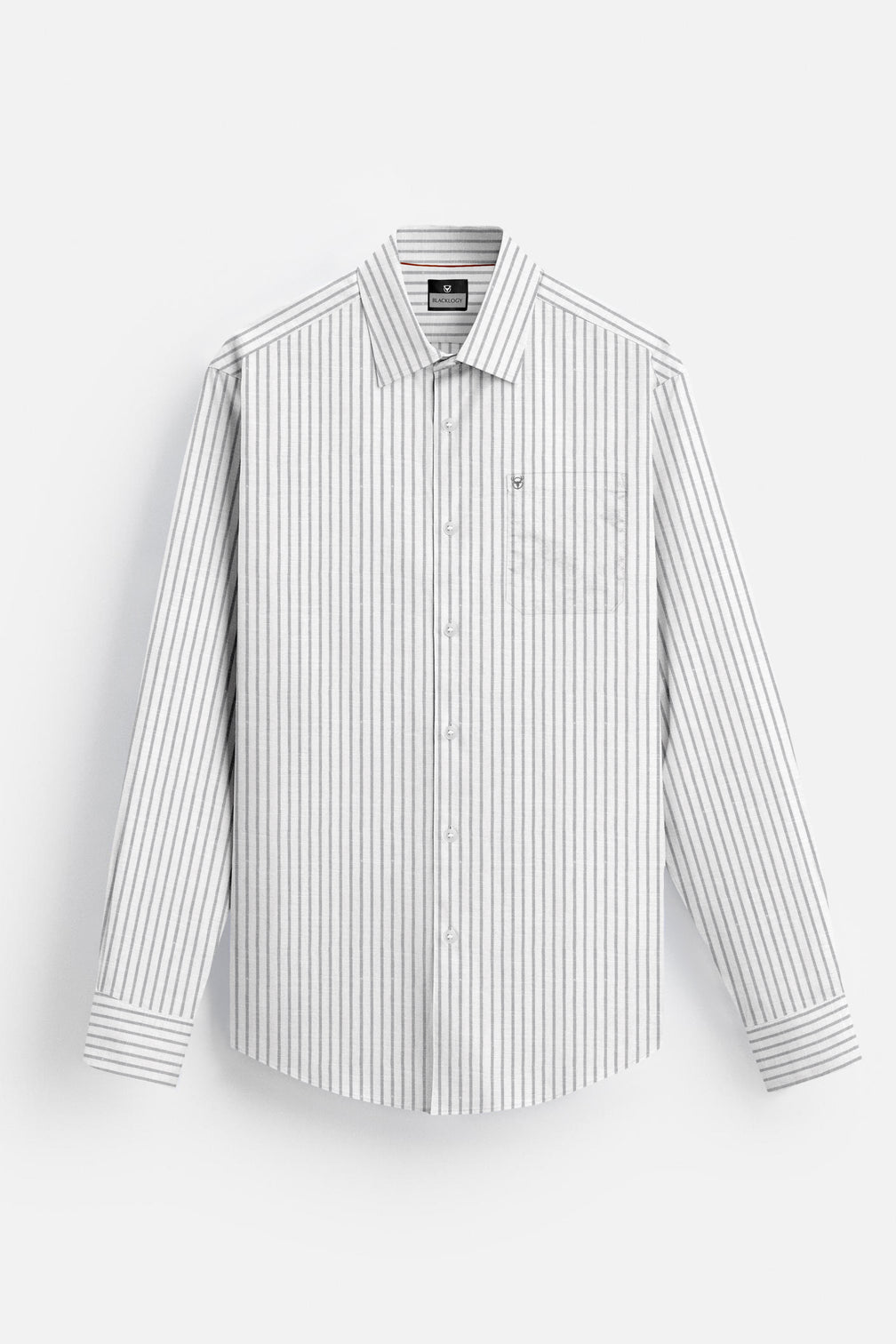Blacklogy Men's Premium Thin Grey Vertical Striped Linen Shirt | Full Sleeve Slim Fit Formal and Casual Shirt for Office & Outing | No Fade | Breathable Fabric