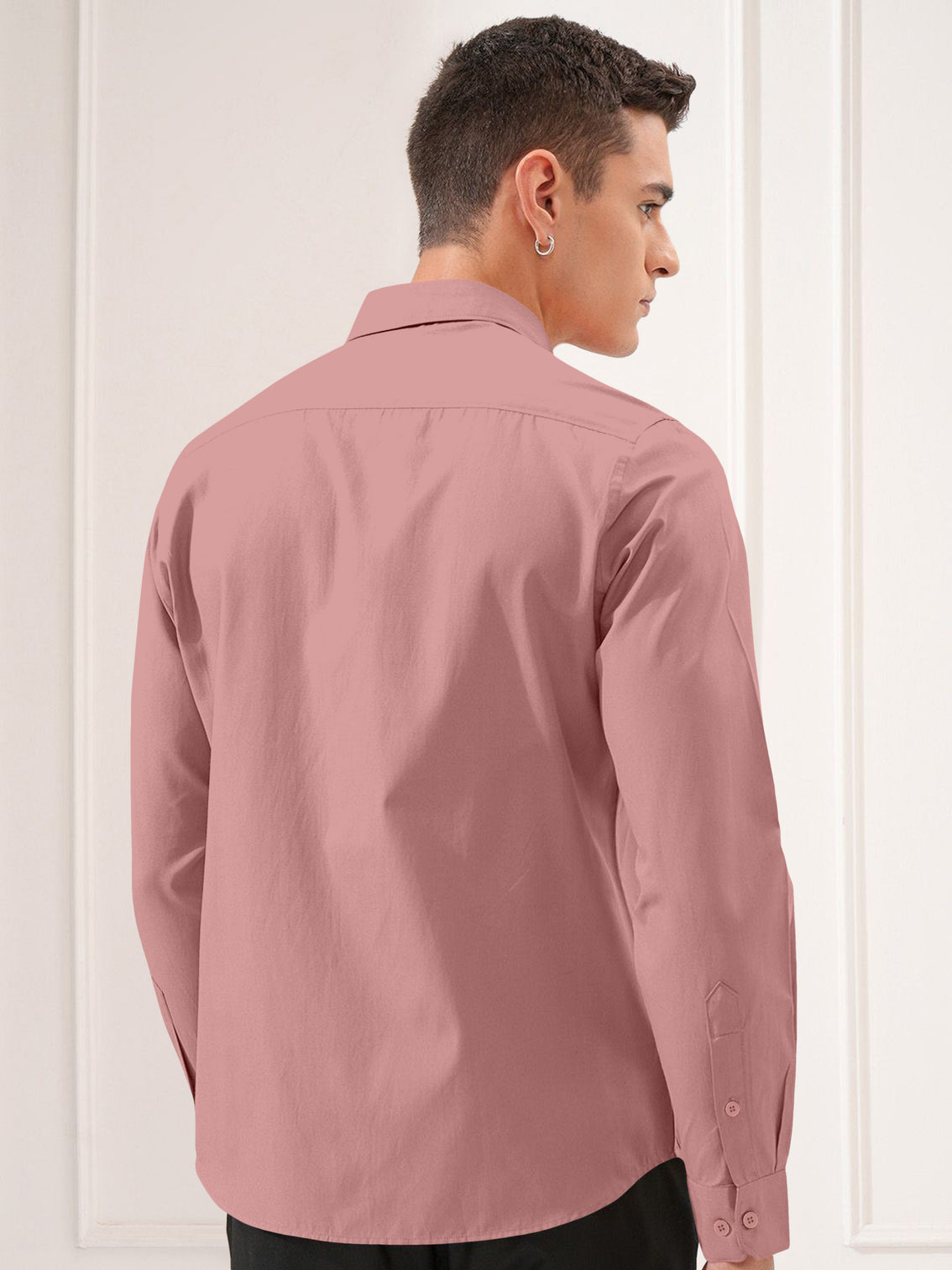 Blacklogy Men's Premium Oxford Cotton Tomato Pink Full Sleeve Slim Fit Shirt with One Pocket