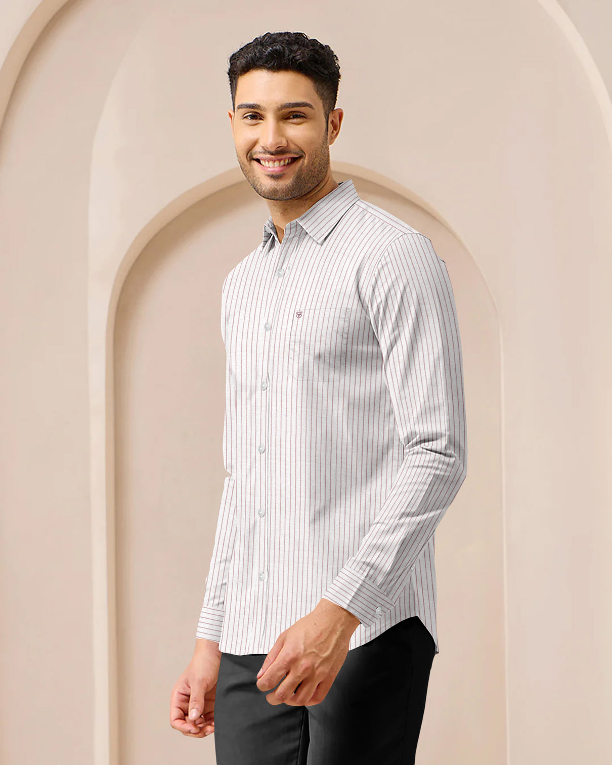 Blacklogy Men's Premium Maroon Vertical Striped Cotton Shirt | Full Sleeve Slim Fit Formal and Casual Shirt for Office & Outing | No Fade | Breathable Fabric
