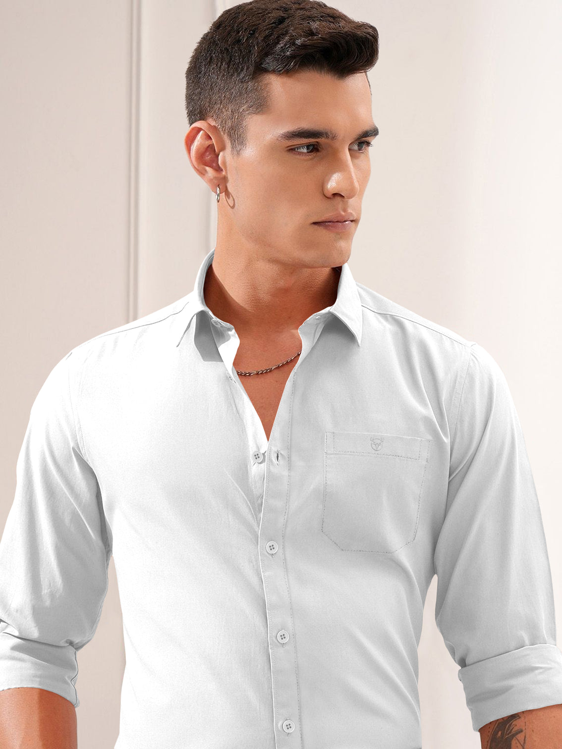 Blacklogy Men's Premium plain Oxford Cotton White Full Sleeve Slim Fit Shirt with One Pocket