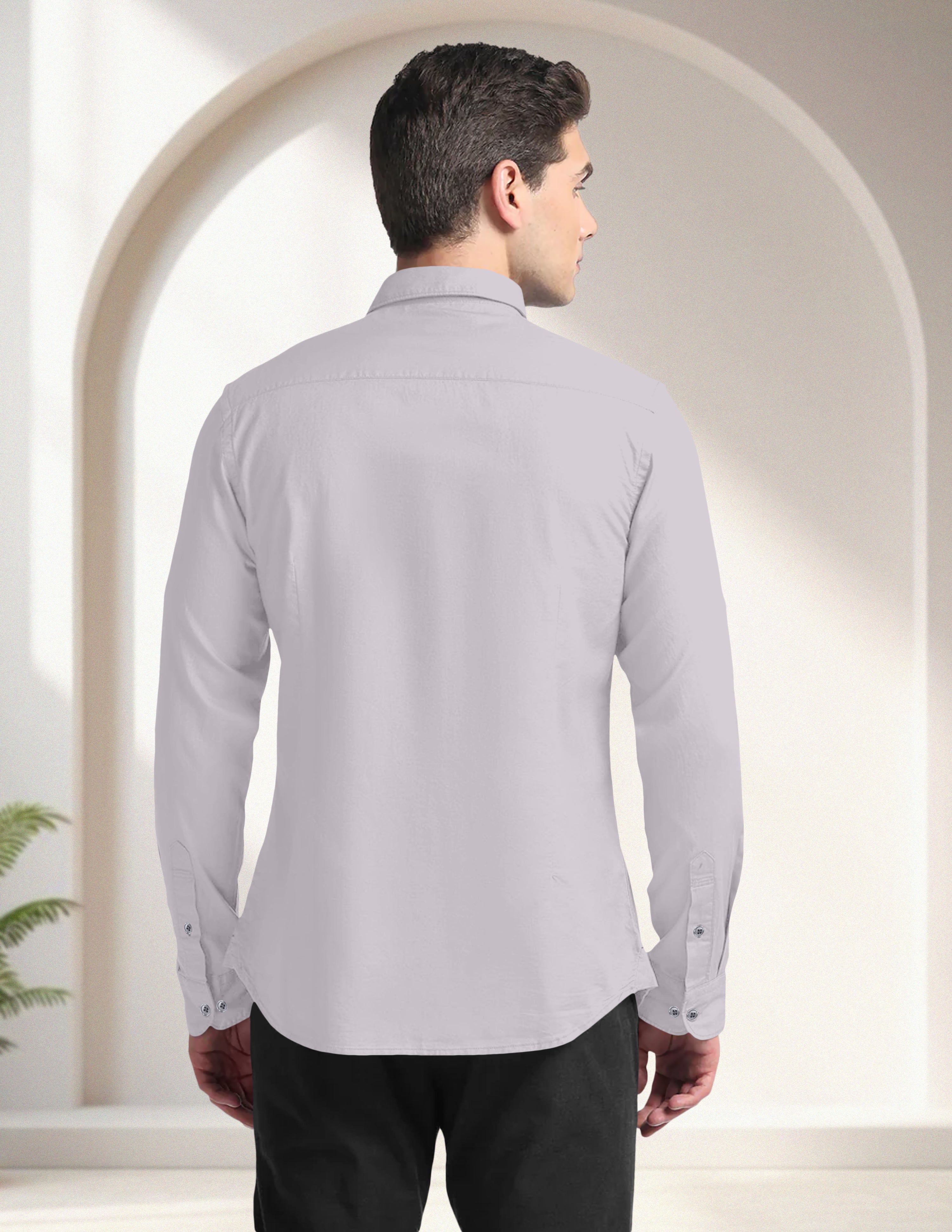 Blacklogy Men's Premium Cotton Grey Embroidered Bird Motif Shirt