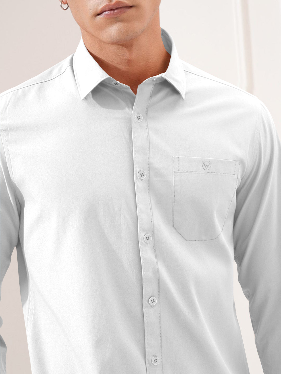 Blacklogy Men's Premium plain Oxford Cotton White Full Sleeve Slim Fit Shirt with One Pocket