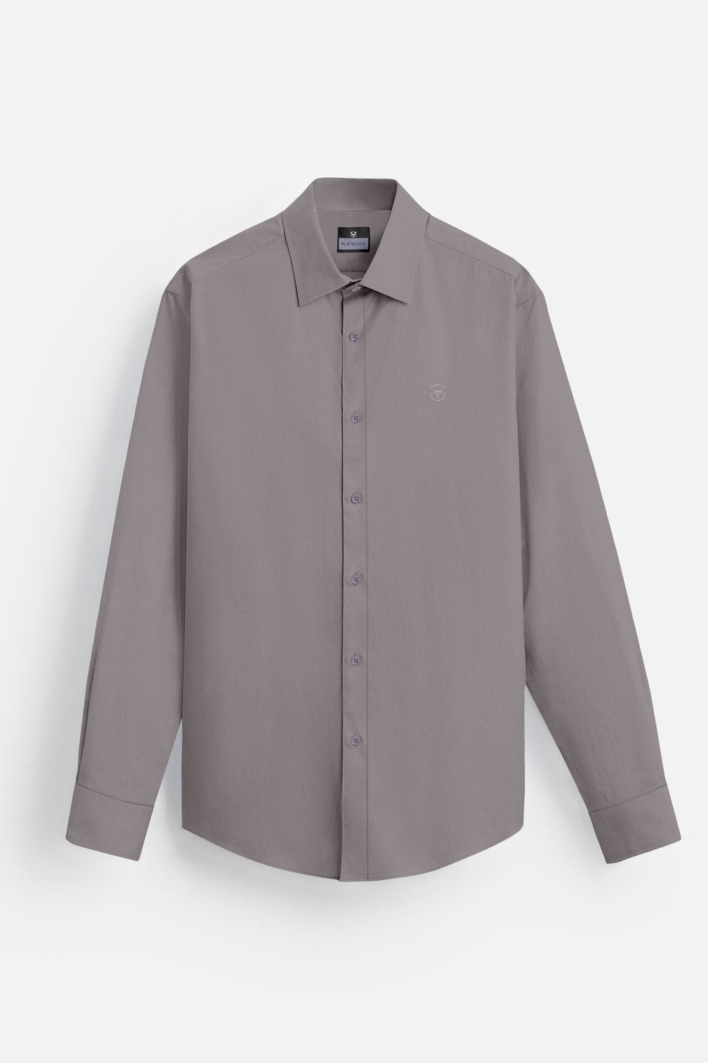 Blacklogy Men's Premium Satin Solid Shirt – Grey | Stylish Slim Fit Formal Shirt with Logo