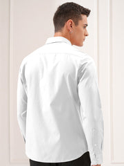 Blacklogy Men's Premium plain Oxford Cotton White Full Sleeve Slim Fit Shirt with One Pocket