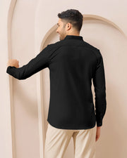 Blacklogy Men's Premium Satin Solid Shirt – Black | Stylish Slim Fit Formal Shirt with Logo