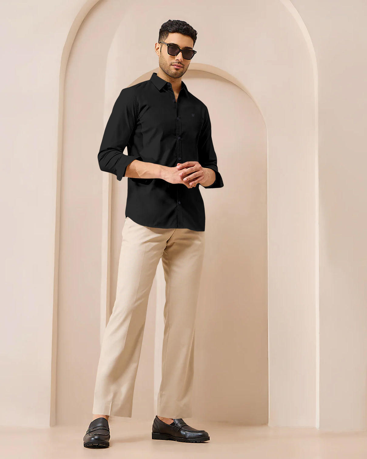 Blacklogy Men's Premium Satin Solid Shirt – Black | Stylish Slim Fit Formal Shirt with Logo