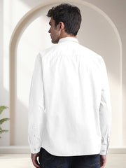 Blacklogy Men's Premium Cotton White Double Pocket Full Sleeve Shirt