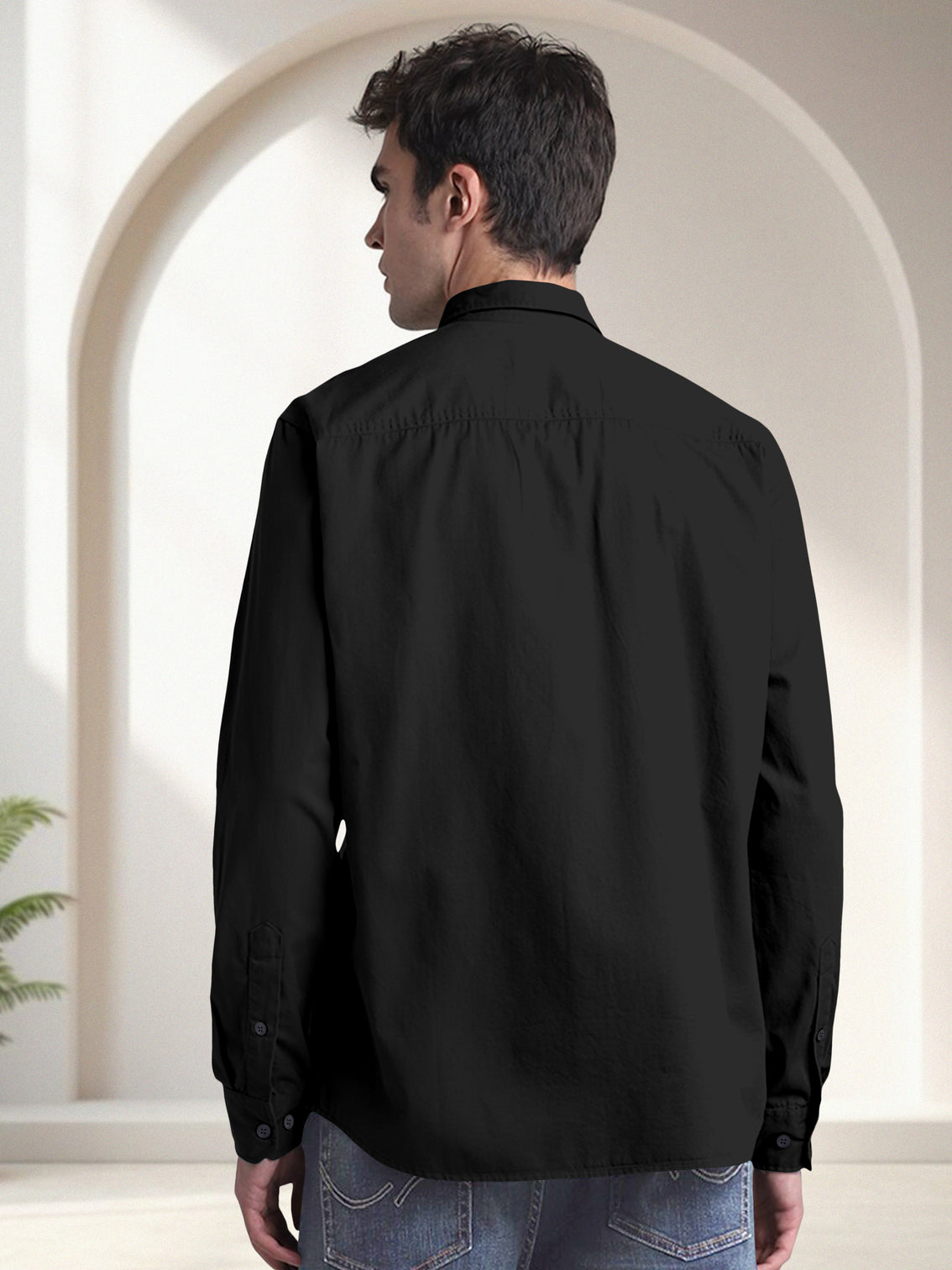 Blacklogy Men's Premium Cotton Black Double Pocket Full Sleeve Shirt