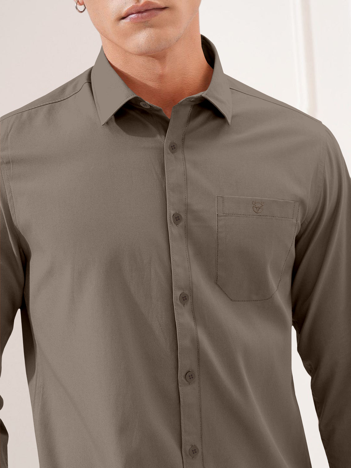 Blacklogy Men's Premium plain Oxford Cotton Light Grey Full Sleeve Slim Fit Shirt with One Pocket